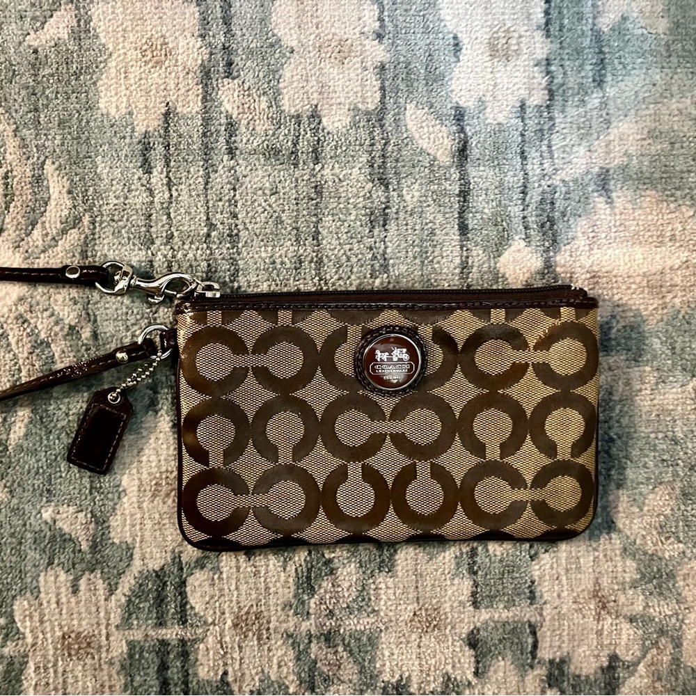Coach Brown Signature Clutch Wristlet